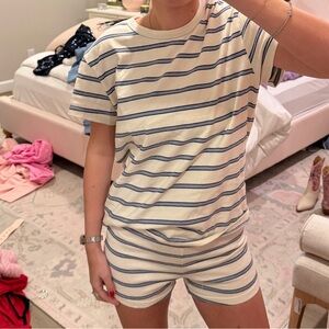 PARKE Striped Cream and Blue Lounge Set